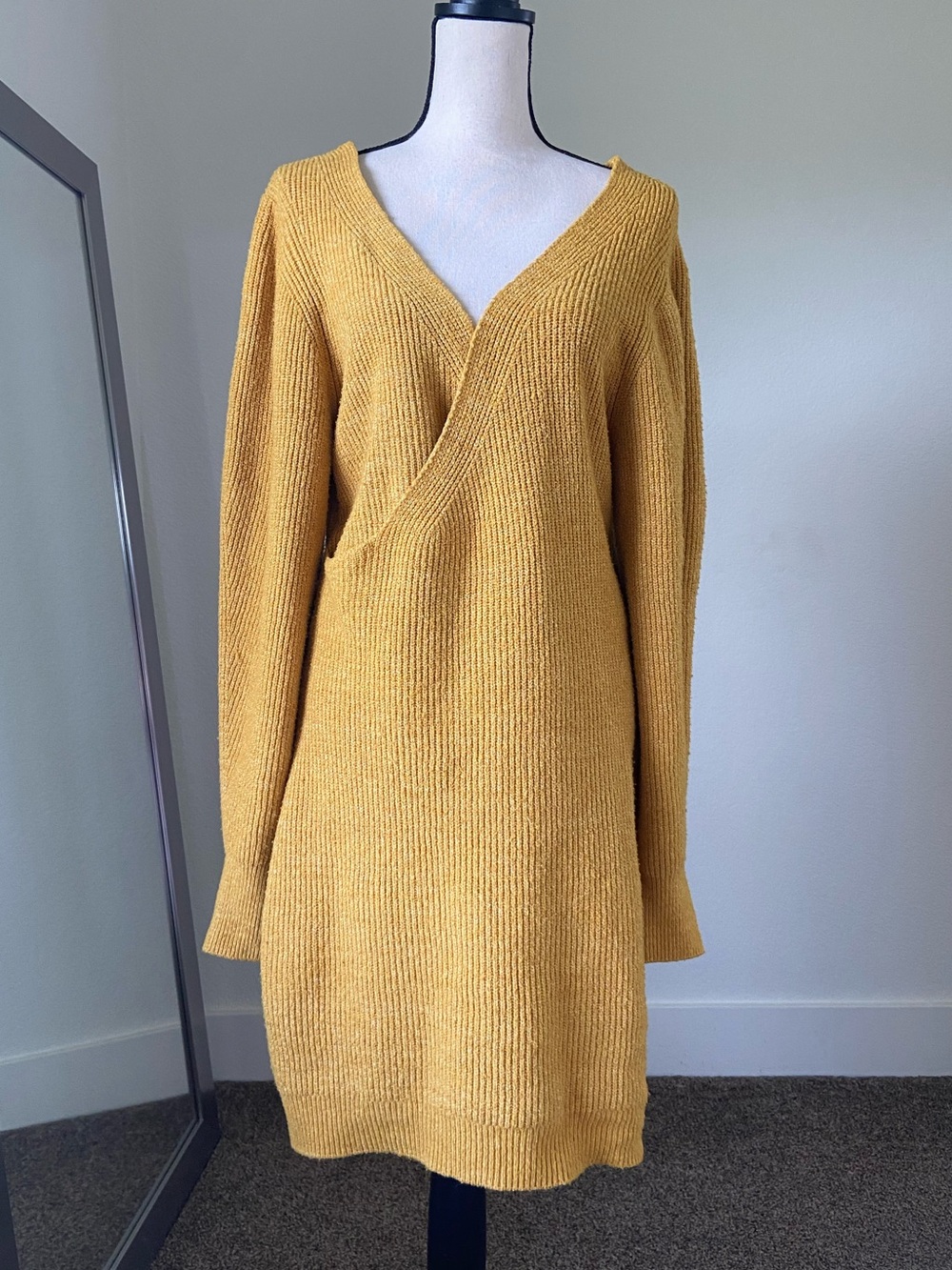 Free People Yellow Knit Dress Small